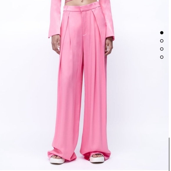 Zara Set Satin Cropped Blazer and Wide Pants Pink - Picture 7 of 8